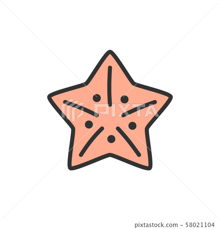 Vector starfish, sea creatures flat color line...-插圖素材 [58021104] - PIXTA圖庫