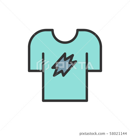 Vector t-shirt, clothing flat color line icon. 58021144