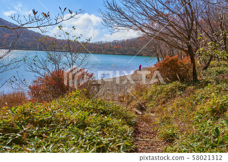 秋季欣賞群馬縣赤城山大沼湖北側的東南面(從町町方向) 秋季欣賞群馬縣赤城山大沼湖北側的東南面(從町町方向) 58021312