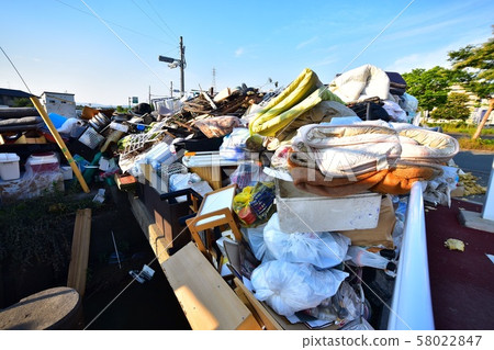 Damaged trash from the West Japan heavy rain disaster 58022847