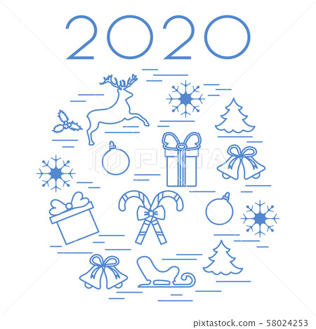 New Year 2020, Merry Christmas vector illustration New Year 2020, Merry Christmas vector illustration 58024253