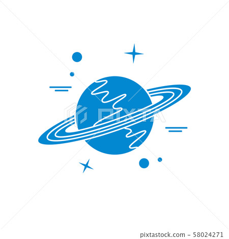 Vector icon planet Saturn with rings Astronomy. 58024271