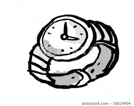 Vintage Wristwatch Cartoon Drawing 58024904