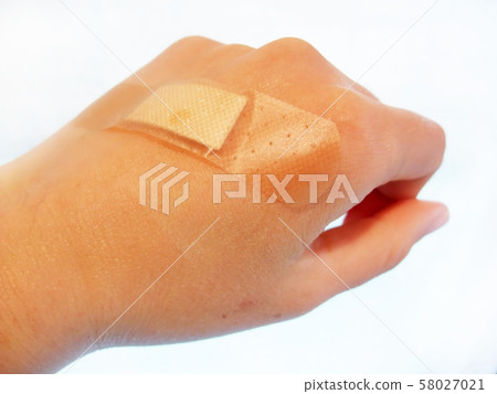 Hand with sticking plaster Hand with sticking plaster 58027021