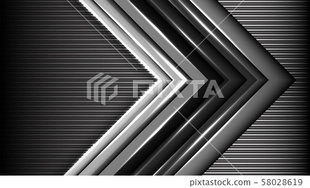 Abstract gray arrow with black background in a paper cut style. For business templates. Vector illustration 58028619