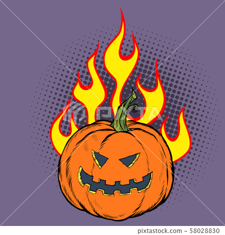 Halloween pumpkin in the flames of hell 58028830