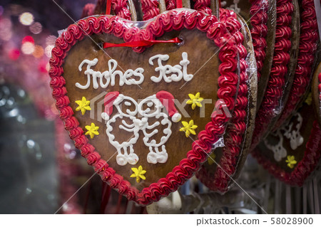 Munich traditional gingerbread at the Christmas market. Munich traditional gingerbread at the Christmas market. 58028900