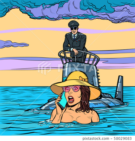 Submarine captain rescues drowning woman Submarine captain rescues drowning woman 58029083