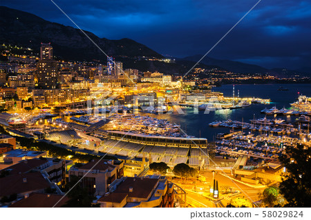 View of Monaco in the night 58029824