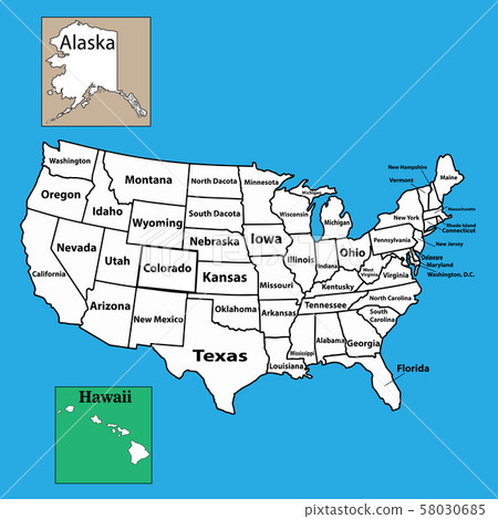 USA map with federal states. All states separated. - Stock Illustration ...