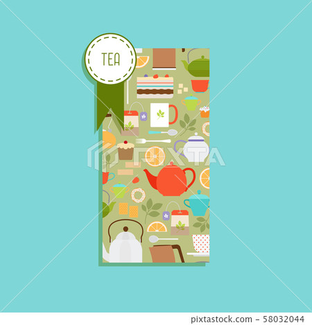 Vertical flyer with tea pattern Vertical flyer with tea pattern 58032044
