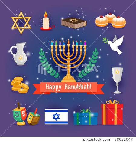 Jewish holidays hanukkah or chanukah icons 58032047