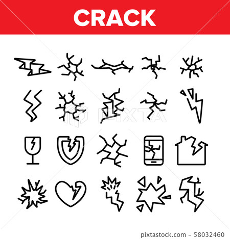 Crack Things Collection Elements Icons Set Vector Crack Things Collection Elements Icons Set Vector 58032460