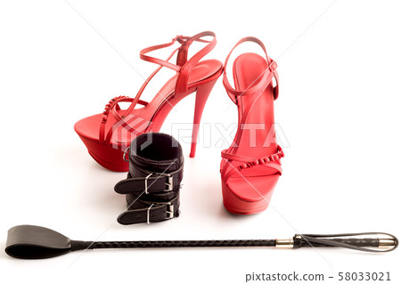 BDSM outfit for adult sex games. Red high-heeled 58033021