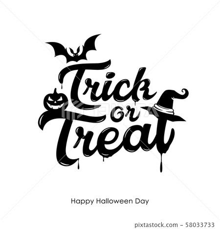 Halloween Trick or treat message vector, and bat  58033733