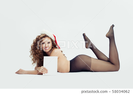Cute woman fashion model in black tights  58034062