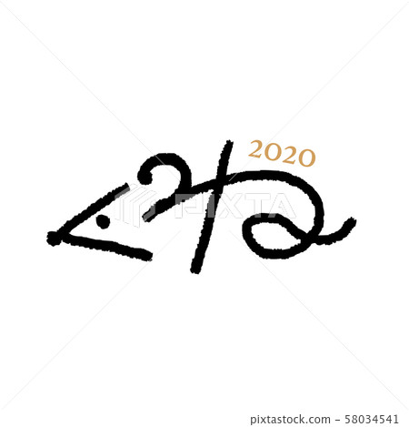 New Year's card material mouse 2020 illustration 58034541
