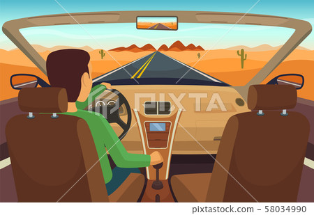 Man driving car. Cabriolet inside 58034990