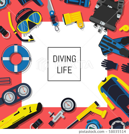 Vector underwater diving equipment background... - Stock Illustration ...