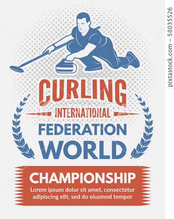 Sport poster design template with illustration of curling game Sport poster design template with illustration of curling game 58035526