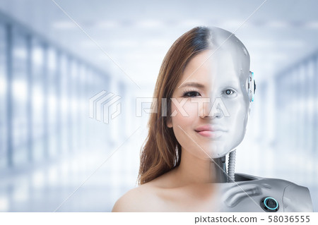 Cyborg woman or cyborg girl Cyborg woman or cyborg girl 58036555
