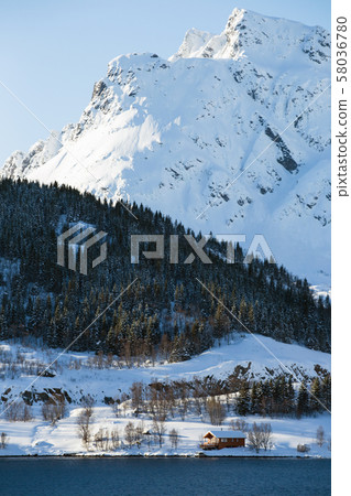 traditional norwegian wooden house 58036780