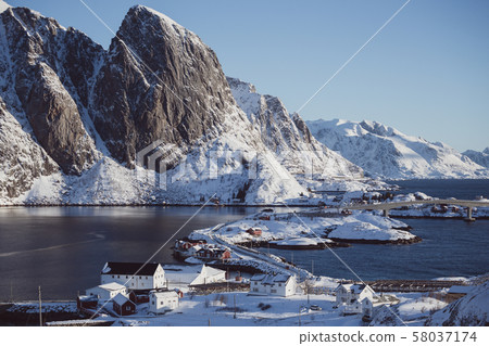 beautiful view on the city Reine beautiful view on the city Reine 58037174