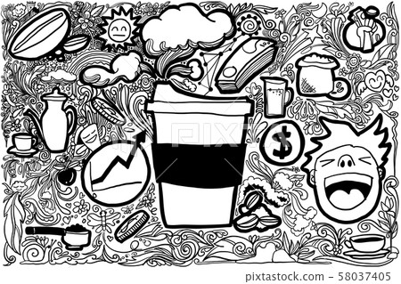 Coffee doodle with ornament Coffee doodle with ornament 58037405