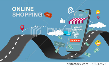 Online shopping on website or mobile... - Stock Illustration [58037475] -  PIXTA