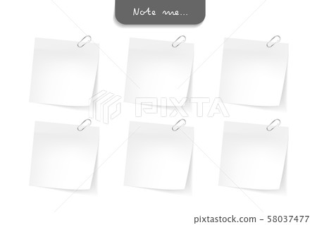 Set of note papers, pushpin, paper clip and elements. Creative office note paper Design in EPS10 vector illustration. 58037477