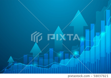 Business candle stick graph chart of stock market investment trading on blue background.Bullish point, Trend of graph. Eps10 Vector illustration.  58037821