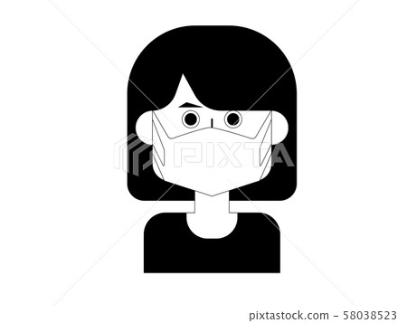 鮑勃的可愛和簡單的單色插圖削減戴著面具的女人 58038523