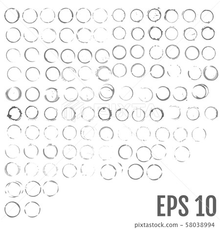 Vector black shapes of Wine circle and Coffee ring stains. 58038994