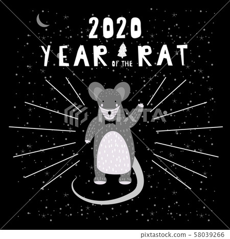 2020 Chinese New Year of the Rat zodiac cute character greeting card template Scandinavian style 2020 Chinese New Year of the Rat zodiac cute character greeting card template Scandinavian style 58039266