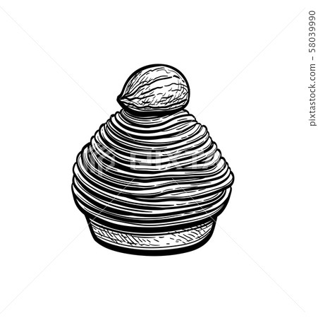 Ink sketch of Mont Blanc dessert. 58039990