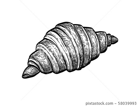Ink sketch of croissant. Ink sketch of croissant. 58039993