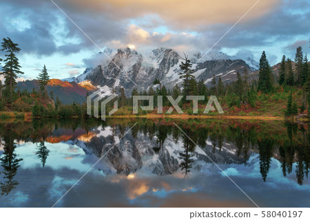 Mount Shuksan and Picture Lake in Baker Wilderness 58040197