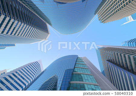 Skyscrapers on blue sky background. in modern or Skyscrapers on blue sky background. in modern or 58040310