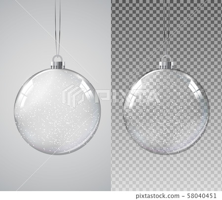 Glass Transparent Christmas Ball with Snow. Vector - Stock Illustration ...