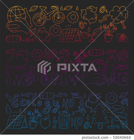 Vector logo, design and badge in trendy drawing style - zero waste concept, recycle and reuse Vector logo, design and badge in trendy drawing style - zero waste concept, recycle and reuse 58040668