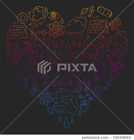 Vector logo, design and badge in trendy drawing style - zero waste concept, recycle and reuse Vector logo, design and badge in trendy drawing style - zero waste concept, recycle and reuse 58040669