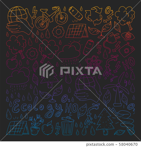 Vector logo, design and badge in trendy drawing style - zero waste concept, recycle and reuse Vector logo, design and badge in trendy drawing style - zero waste concept, recycle and reuse 58040670