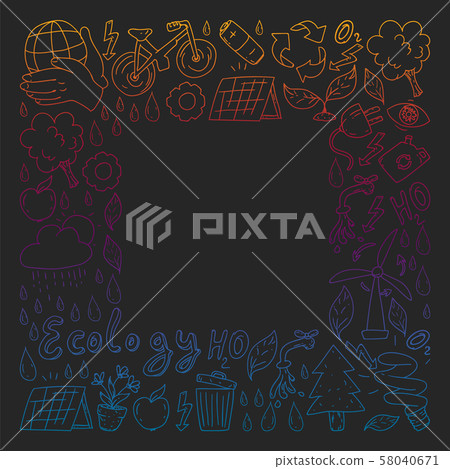 Vector logo, design and badge in trendy drawing style - zero waste concept, recycle and reuse Vector logo, design and badge in trendy drawing style - zero waste concept, recycle and reuse 58040671