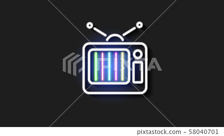 old neon TV with antenna on brick wall 58040701
