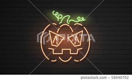 Halloween Pumpkins On Dark Background. 58040702