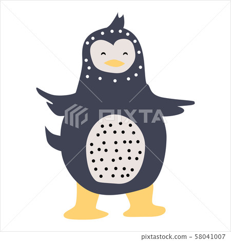 Penguin cute funny character. Childish vector illustration in scandinavian style. Vector Penguin cute funny character. Childish vector illustration in scandinavian style. Vector 58041007