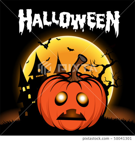 Halloween night background with full Moon, - Stock Illustration ...