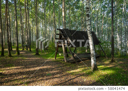 Traditional Siberian wooden house in the Taltsy Architectural-Ethnographic Museum. Traditional Siberian wooden house in the Taltsy Architectural-Ethnographic Museum. 58041474