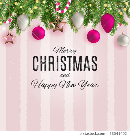 Merry Christmas And Happy New Year Posters Vector Stock Illustration 58041492 Pixta