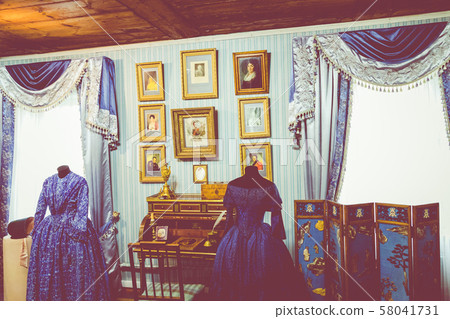 Interiors of Irkutsk Regional Historical and Memorial Decembrists Museum or Volkonsky House in the center of Irkutsk city, Siberia, Russia. Interiors of Irkutsk Regional Historical and Memorial Decembrists Museum or Volkonsky House in the center of Irkutsk city, Siberia, Russia. 58041731